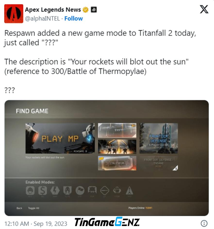 Titanfall 2 ra mắt chế độ chơi mới sau 7 năm.